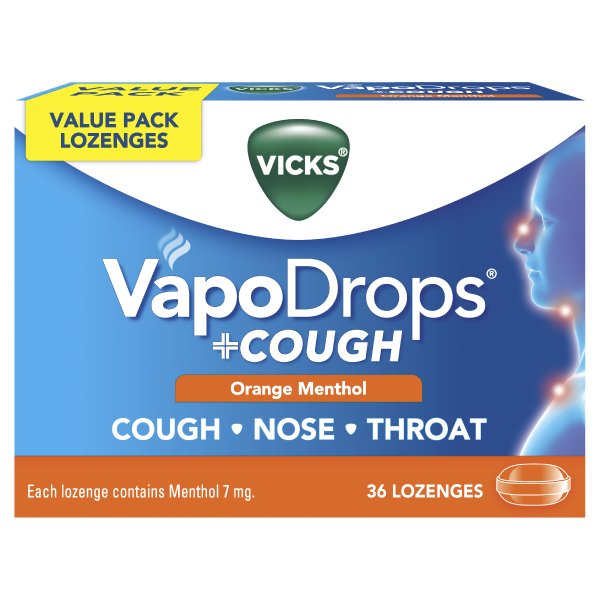 Vicks VapoDrops + Cough - Orange Menthol Fashion