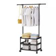 3 Layer Rolling Clothes Rack with Shelves Sale