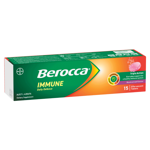 Berocca Immune Daily Defence Blackcurrant Flavour Effervescent Tablet Sale