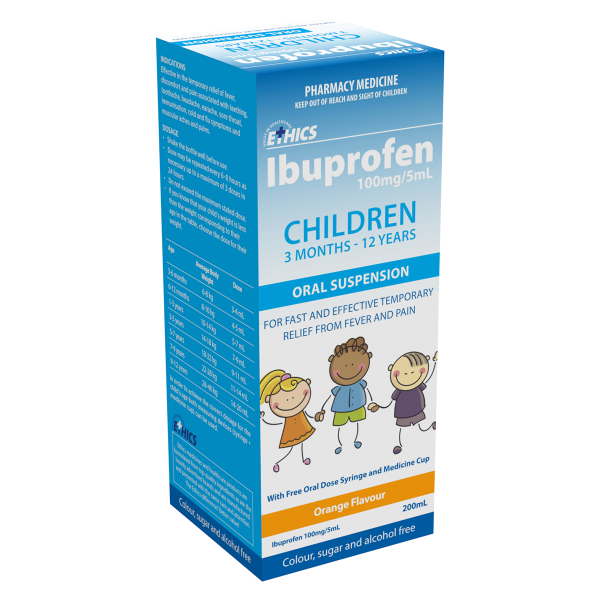 ETHICS for Children 3 Months - 12 Years Pain & Fever Relief - Orange Flavour on Sale