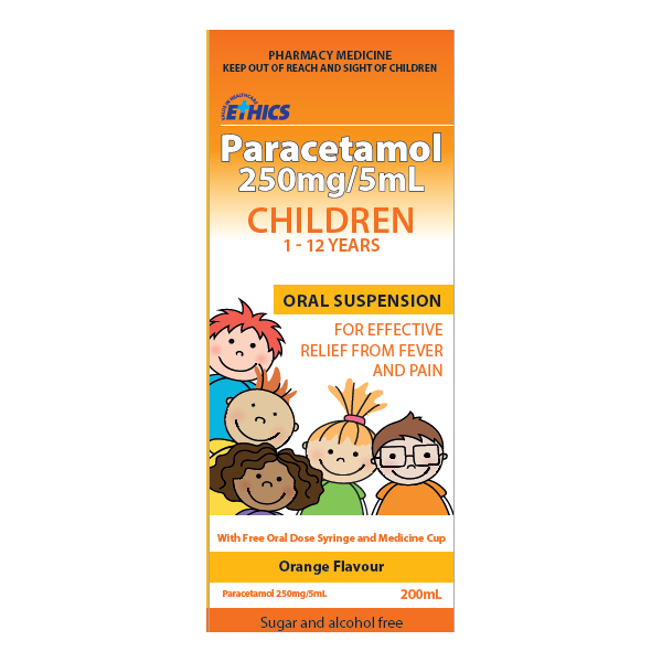 ETHICS for Children 1 - 12 Years Pain & Fever Relief - Orange Flavour Cheap