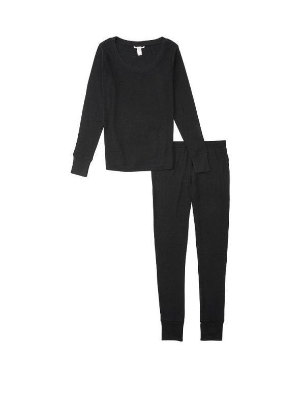 Victoria s Secret - Black Thermal Pajama Set Discount